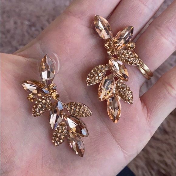 SOLD Rose Gold Gem Stone Earrings - Picture 10 of 11